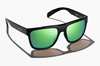 Bajio Caballo Polarized Sunglasses with a black matte frame and green mirror lens color