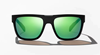 Front view of  Bajio Caballo Polarized Sunglasses Black Matte Green Mirror color.