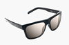 Angled view of the Bajio Hopedale Polarized Sunglasses Black Gloss Silver Mirror.