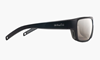 Side view of Bajio Rigolets Polarized Sunglasses Black Matte Silver Mirror color.