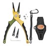 Durable fishing pliers with tungsten carbide cutters and 6061-T6 aluminum frame, ideal for pike and musky fishing.