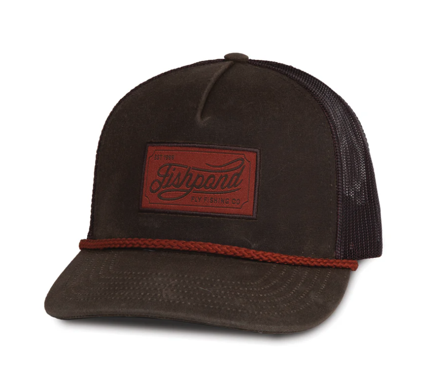 Shop new Fishpond Heritage Trucker Hat in peat moss color online.