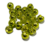 Hareline Slotted Tungsten Beads in anodized chartreuse color