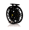 Hatch Iconic 5 Plus Bat Black Limited Edition reel angled view, perfect for fly fishing enthusiasts