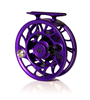 Angled view of Hatch Iconic Fly Reel 4 Plus Phantom Purple Limited Edition