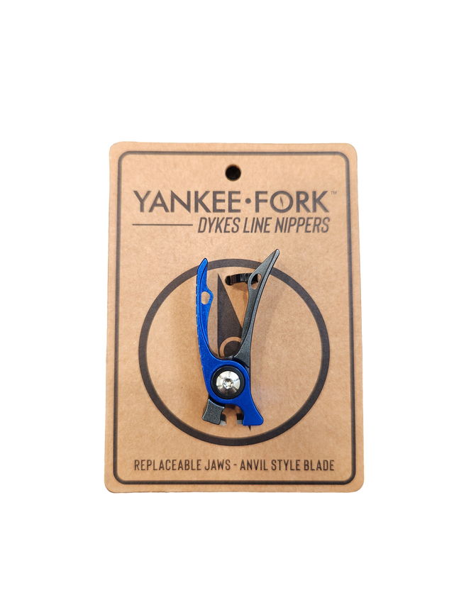 Pair of blue Yankee Fork Dyke Line Nippers with packaging card