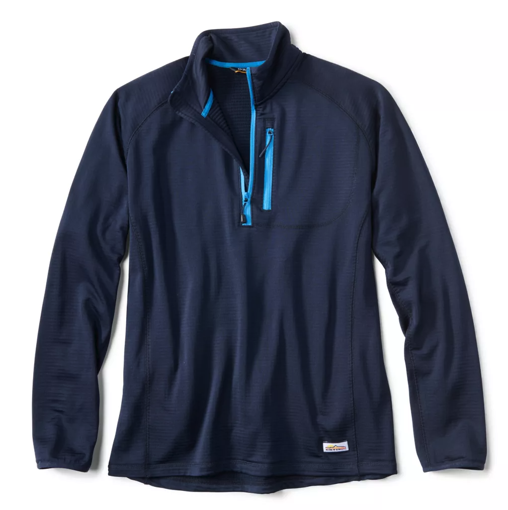 Orvis Horseshoe Hills Quarter-Zip Fleece in true navy color.