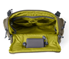 Orvis Chest Pack Dusty Olive color open main compartment.