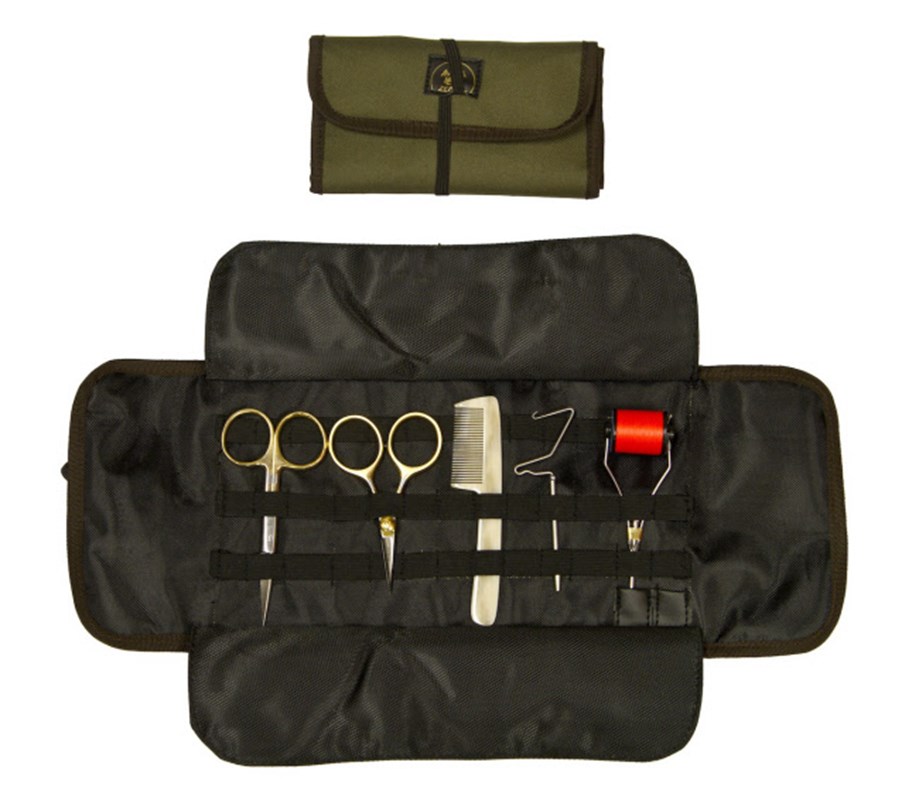 Hareline Dubbin Roll Up Tool Pouch, Fly Tying Tool Kit