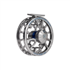 Image of a grey silver Hardy Fortuna Regent Fly Reel showing from the back side angle