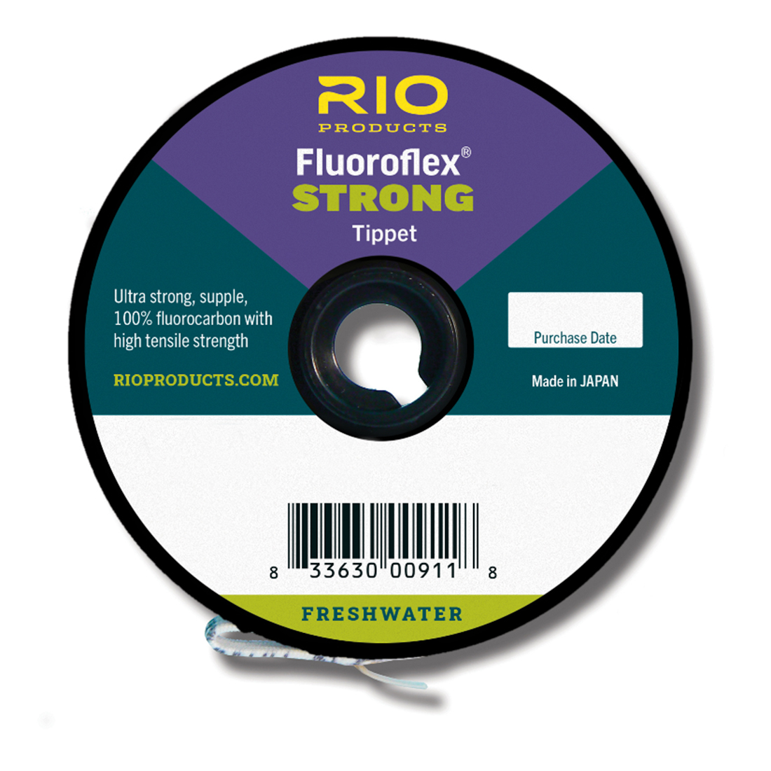 100% fluorocarbon tippet with high break strength, ideal for large trout, salmon, pike, and muskie fishing