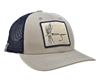 Classic fly fishing hat with feather dry fly design, order today.