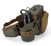 Angle view of water bottle in Simms Headwaters Hip Pack in hickory color.