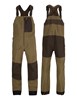 Front and back view of Simms ProDry Fishing Bibs in driftwood