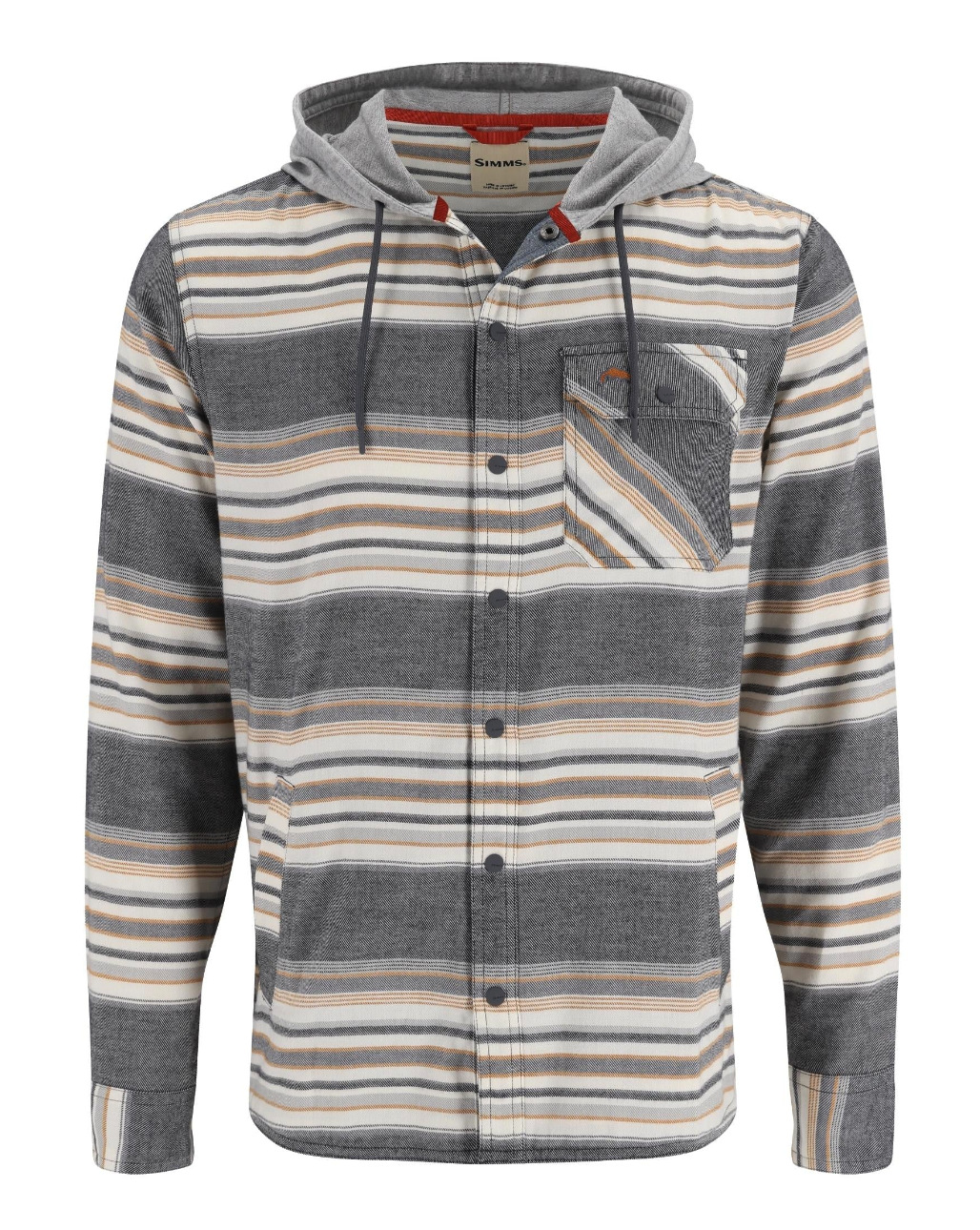 Simms Santee Flannel Hoody for men - stylish and warm for outdoor adventures.