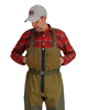 Dual side-access chest pockets and fleece-lined handwarmer pockets for storage in Simms Bootfoot Waders