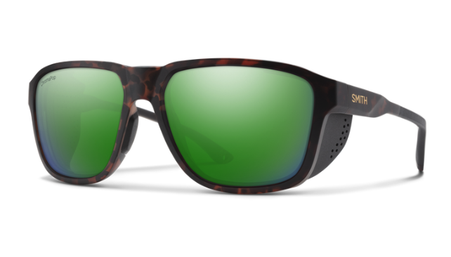 Smith Embark Polarized Sunglasses Matte Tortoise Green Mirror angle view.