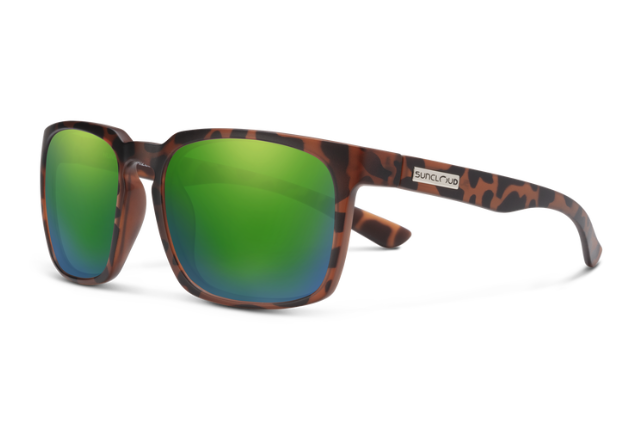 Shop Suncloud Hundo Polarized Sunglasses Matte Tortoise Green Mirror online.