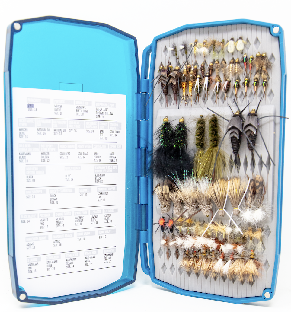 Fly fishing trout fly assortment with nymphs, dry flies and streamers available online and in store for sale